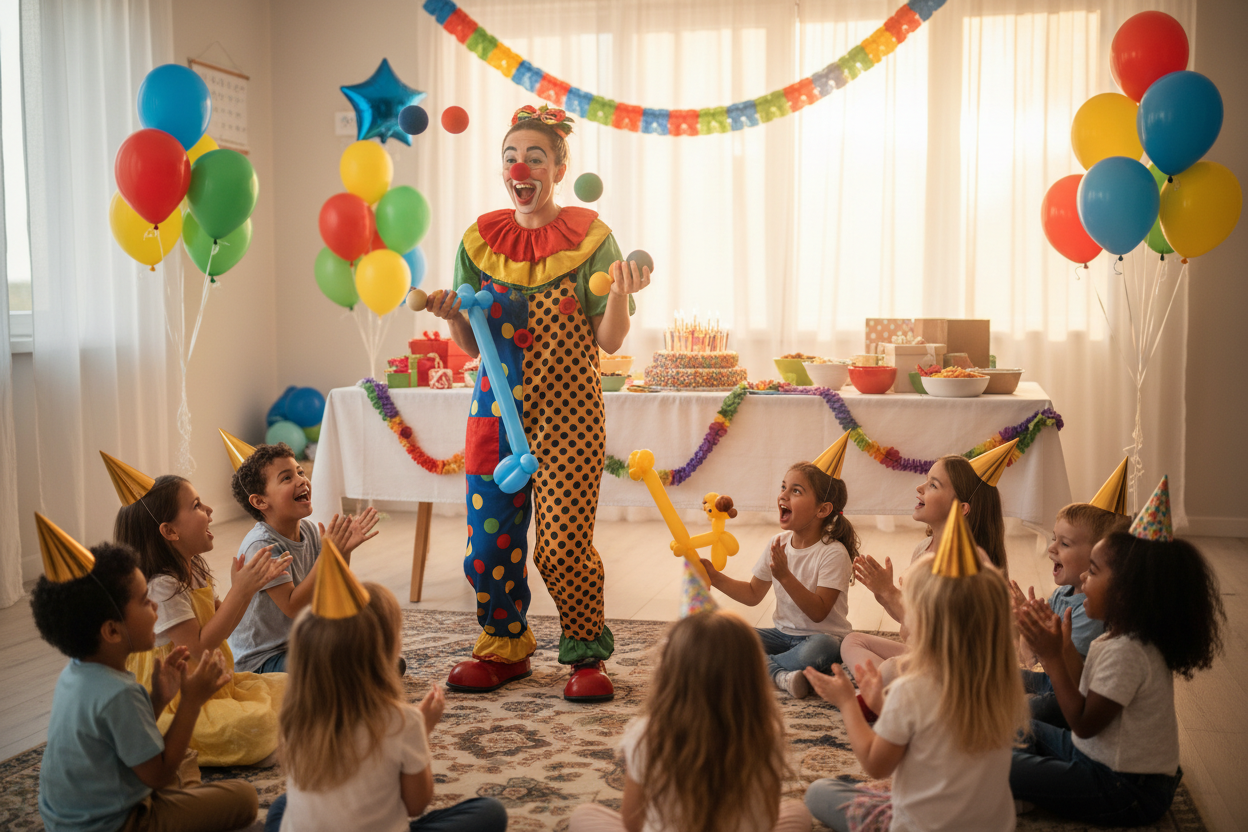 barnaafmaeli med trudur og skemmtun krakkar taka thaett i leikjum