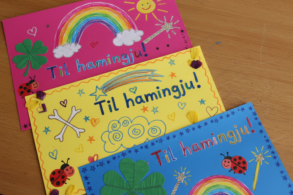 heimagerd afmaeliskort fyrir barnaafmaeli skapandi verkefni fyrir krakka